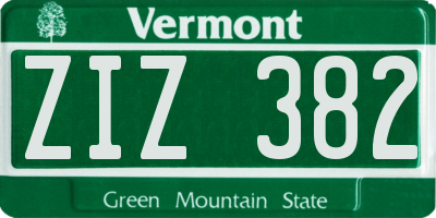 VT license plate ZIZ382