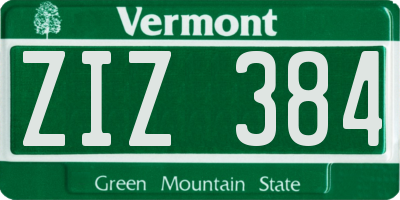 VT license plate ZIZ384