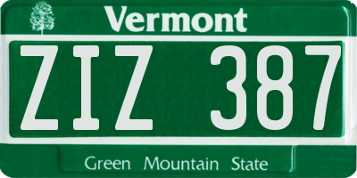 VT license plate ZIZ387