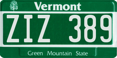 VT license plate ZIZ389