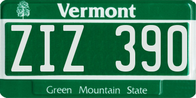 VT license plate ZIZ390