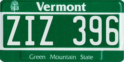 VT license plate ZIZ396