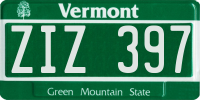 VT license plate ZIZ397