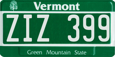 VT license plate ZIZ399