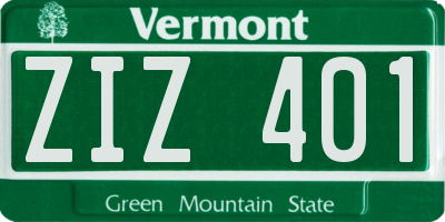 VT license plate ZIZ401