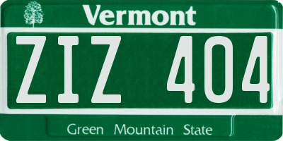 VT license plate ZIZ404