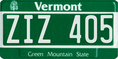 VT license plate ZIZ405
