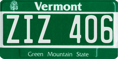 VT license plate ZIZ406
