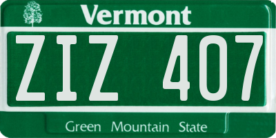 VT license plate ZIZ407