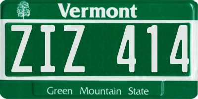 VT license plate ZIZ414