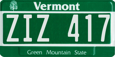 VT license plate ZIZ417
