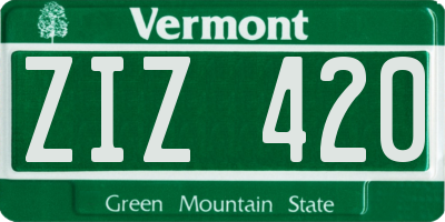 VT license plate ZIZ420