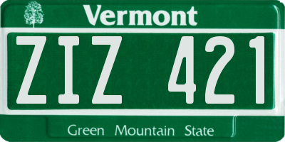VT license plate ZIZ421