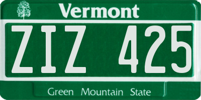 VT license plate ZIZ425