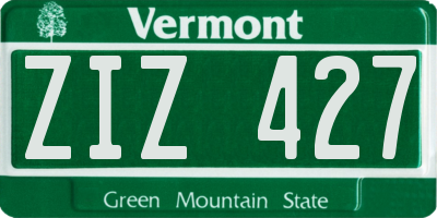 VT license plate ZIZ427