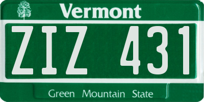 VT license plate ZIZ431