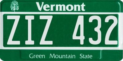 VT license plate ZIZ432