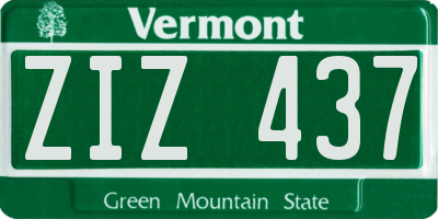 VT license plate ZIZ437