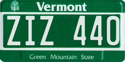 VT license plate ZIZ440