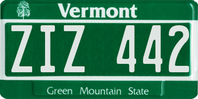 VT license plate ZIZ442