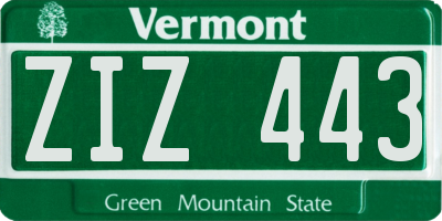 VT license plate ZIZ443