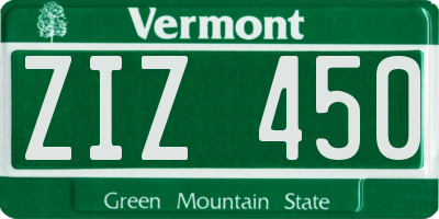 VT license plate ZIZ450