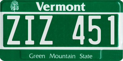 VT license plate ZIZ451