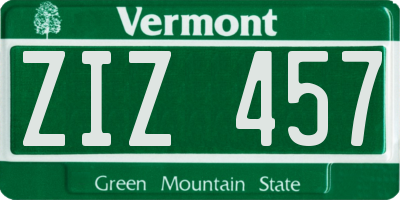 VT license plate ZIZ457