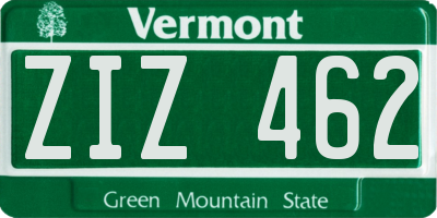 VT license plate ZIZ462