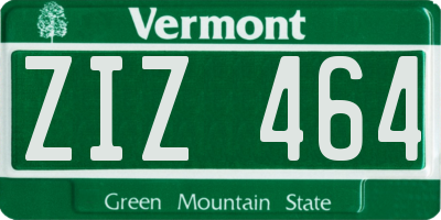 VT license plate ZIZ464