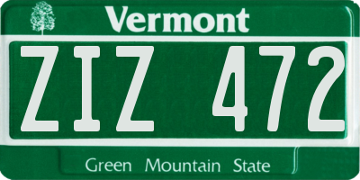 VT license plate ZIZ472