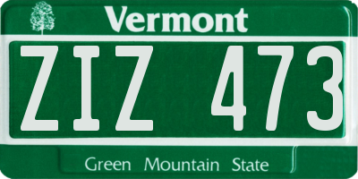 VT license plate ZIZ473