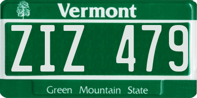 VT license plate ZIZ479