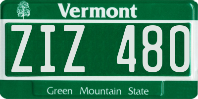 VT license plate ZIZ480