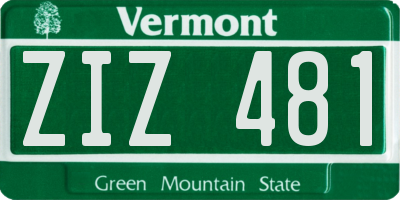 VT license plate ZIZ481