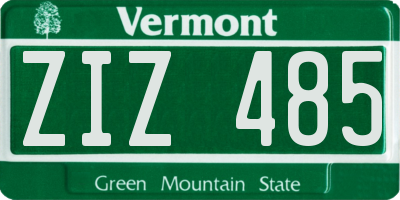 VT license plate ZIZ485