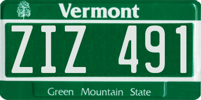 VT license plate ZIZ491