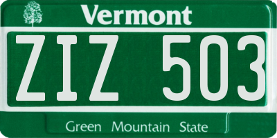 VT license plate ZIZ503