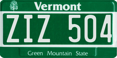VT license plate ZIZ504