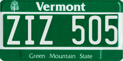 VT license plate ZIZ505