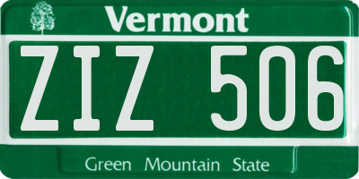 VT license plate ZIZ506