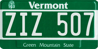 VT license plate ZIZ507