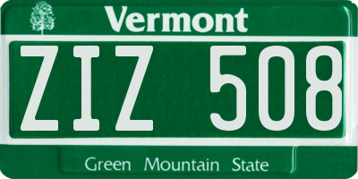 VT license plate ZIZ508