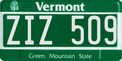 VT license plate ZIZ509