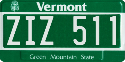 VT license plate ZIZ511