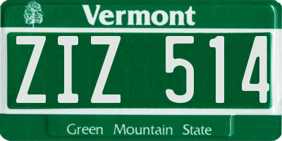 VT license plate ZIZ514