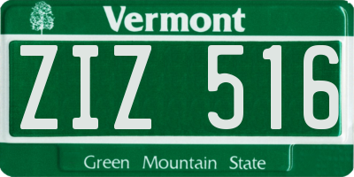 VT license plate ZIZ516
