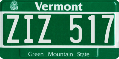 VT license plate ZIZ517