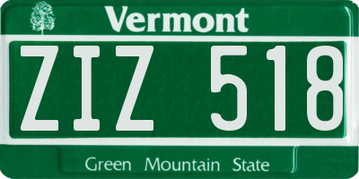 VT license plate ZIZ518