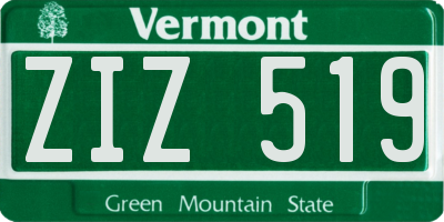 VT license plate ZIZ519